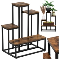 Etajera cu 4 rafturi din metal si MDF, 51x34x67 cm, negru si maro