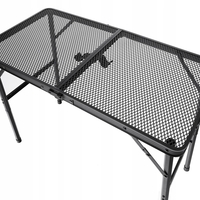 Masa pliabila metalica pentru gradina sau drumetie, 80x40x66cm, inaltime reglabila, neagra