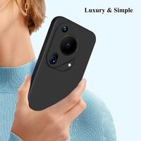 Husa de Protectie, Vafy, pentru Huawei Pura 70, Liquid Silicone, cu Microfibra pe Interior, Protectie Antisoc, Compatibil Incarcare Wireless, Negru