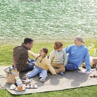 SONGMICS Patura picnic impermeabila 300x200 cm, cu ancore de fixare, pliabila, lavabila, multistrat, kaki cu model tropical