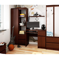Birou computer PIKSEL, cu sertar, dulap si raft pentru tastatura, dreapta, 90x50x77 cm, maro wenge