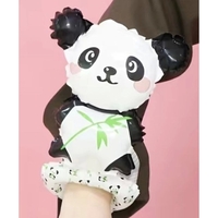 Balon din Folie Metalizata, Vafy, Figurine Animalute, Tip Bratara, Model Panda, 13 x 35 cm, Ambalaj Individual, Pai Inclus, Umflare cu Aer sau Heliu, Alb/Negru