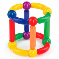 Set de constructie din piese magnetice educative pentru copii 128 de piese, multicolor