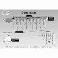 Instalatie Craciun, 29 m, 847 Led-uri ,Franjuri, Alb cald, Flash, Transformator, Interconectabila, Prelungitor 5 m inclus, Fir Negru, Vafy