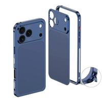 Carcasa Metalica, Vafy, Compatibila Apple iPhone 16 Pro, Creeaza Aspect de iPhone 17 Pro, Unibody Mat, Rezistenta la Zgarieturi, Albastru