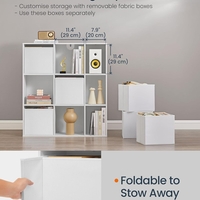 SONGMICS Etajera 6 compartimente, 4 sertare textile, PAL si MDF, 27x83x92 cm, alb