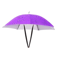 Umbrela de Cap, Flippy, Diametru 69 cm, Snur Reglabil de Cap, Protectie UV/Ploaie, Mov