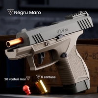 Pistol de jucarie GX4 cu Ejectie, Vafy, de Explozie de buzunar, Makara BLOWBACK, Gloante Moi pentru Copii, 15 x 13 x 3.5 cm, Negru Maro
