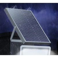 Proiector LED cu Panou Solar Flippy, Senzor lumina, Waterproof, 216 LED-uri incorporate, 100W, 24x19 cm, IP 67, Design Modern, Negru