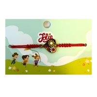 Martisor Bratara pentru Copii, Jolie, Model Inima cu Flori, Snur cu Impletitura Rosu Reglabil, Multicolor