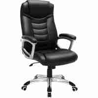 SONGMICS Scaun ergonomic de birou reglabil pe inaltime, piele ecologica, maxim 150 kg, 53x54x115 cm, negru