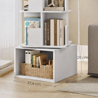 VASAGLE Biblioteca rotativa, MDF, cu 4 niveluri si compartimente deschise, montaj pe podea, 40x40x125 cm, alb