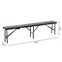 Banca pliabila pentru gradina sau catering, HDPDE, 180x25x43cm, maro