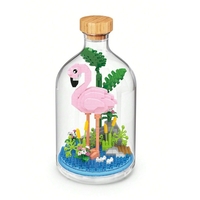 Set de Construit in Sticla, Flippy, 485 Piese, din Plastic, +14 Ani, 10 x 19.6 cm, Model Flamingo, Multicolor