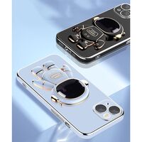 Husa de Protectie TPU 2in1, Vafy, pentru Apple iPhone 15, Astronaut cu Suport, Antisoc, Rezistenta la Impact, Protectie Camera, Albastru