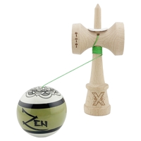 Kendama X Zen Series Originala, Profesionala, Flippy, Cupe Mari KING SIZE V3, Super Sticky, Gaura in Baza, Rulment Metalic, din lemn 18 cm, Ata 62/65 cm, Verde