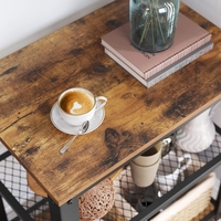 VASAGLE Carucior de servire pe roti, cu polite, pentru bucatarie, 40x60x77cm, industrial, maro rustic