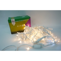 Instalatie de Craciun Vafy® Tip Franjuri cu Flash, IP65, Sectiune 5 m, 120 LED-uri, Interconectabila, Fir Alb, Alb Cald