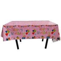 Fata de Masa, Flippy, din Folie, Imprimeu Happy Birthday cu Baloane, 137 x 183 cm, Roz