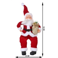 Jucarie decorativa, Flippy, Mos Craciun, 55 cm x 23 cm, grosime 25 cm, lana, tesatura de plus, poliester, interior/exterior