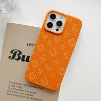 Carcasa Magnetica, Vafy, Compatibila Apple iPhone 15 Pro, din Fibra de Carbon, Litere Fosforescente, Portocaliu