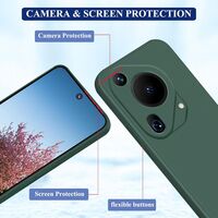 Husa de Protectie, Vafy, pentru Huawei Pura 70 Pro, Liquid Silicone, cu Microfibra pe Interior, Protectie Antisoc, Compatibil Incarcare Wireless, Verde