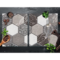 10 x Placi Tapet Autocolant 3D cu Imitatie de Marmura Hexagonala, pentru Perete Bucatarie Sufragerie, Usor de Curatat, Rezistent la Apa, Autoadeziv