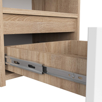 Noptiera cu 1 sertar, PAL laminat 16mm, 40x35x40 cm, stejar sonoma si alb