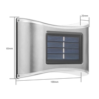 Aplica solara LED pentru Gradina, Flippy, Set 4 Bucati, ABS/Policarbonat, IP65, 6 LED-uri, pentru perete, trepte, borduri, terasa, 1.2V, 600 mah, 10 x 6.5 cm, 2 moduri de prindere, Lumina multicolora, Gri