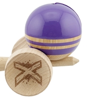 Kendama X Originala RAINBOW, Profesionala, Flippy, Cupe Mari KING SIZE V3, Super Sticky, Gaura in Baza, Rulment Metalic, din lemn 18 cm, Ata 62/65 cm, Indigo/Maro