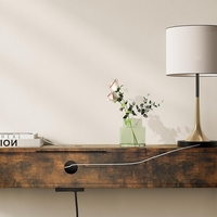 VASAGLE Masa tip consola ingusta, cu 2 prize si 2 porturi USB incorporate, 120x25x81 cm, maro rustic
