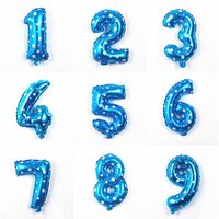Balon din Folie Metalizata Flippy, Figurina Cifra, Imprimeu Stele, Tema Aniversare 80 cm, Ambalaj Individual, Pai inclus, Umflare cu Aer sau Heliu, Albastru, Cifra 4