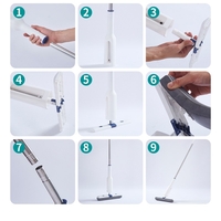 Set Mop Telescopic cu Galeata Pliabila, Flippy, Albastru, 32 cm, Maner Reglabil 140 cm, Sistem de Stoarcere Eficient