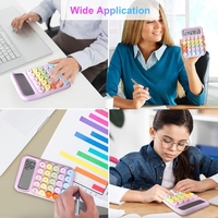 Calculator Electronic pentru Copii, Vafy, Calculator Dragut pentru Scoala Primara, Ecran mare 12 digits si Tastatura Mecania, 16 x 11 x 2 cm, Roz