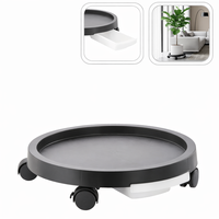 Suport ghiveci cu roti si tava colectare apa, suport mobil pentru plante, din plastic, 40 cm, negru
