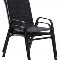 Set 2 scaune de gradina cu cadru metalic, stivuibile, 55x72x96cm, negru