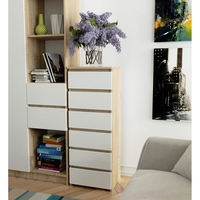 Comoda cu 6 sertare, PAL laminat 16 mm, 40x35x109 cm, stejar sonoma si alb