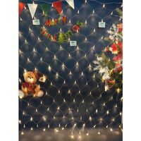 Instalatie Craciun, Tip Plasa, 11 m x 2 m, 880 LED-uri, Alb cald, 8 jocuri de lumini, Transformator cu telecomanda, Interconectabila, Prelungitor 3 m inclus, Fir transparent, Vafy