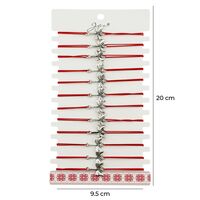 Martisor Bratara Elastica cu Pandantiv din Inox, Jolie, pentru Dama, Set 12 bucati, Snur Rosu Textil, Model Libelula