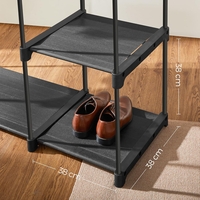 SONGMICS Dulap textil pliabil cu spatiu pentru umerase si rafturi, cadru metalic, 112x43x165 cm, negru