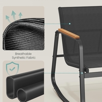 SONGMICS Set mobilier gradina 4 locuri, 2 scaune balansoar, canapea si masa, cadru metalic, negru