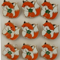 Set 12 Brose Martisor pentru Copii,, Jolie, Model Vulpe cu Trifoi, Portocaliu