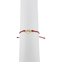 Bratara Martisor pentru Dama, Jolie, Model Inima Mama, Set 12 bucati, Pandativ din Inox Auriu, Snur Ajustabil Impletit, Rosu