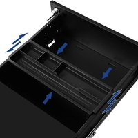 SONGMICS Dulap mobil rollbox pentru birouri, 3 sertare pentru documente, corp pre-asamblat, 45x39x54 cm, negru