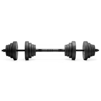 Set gantere, bara si kettlebell ajustabil 30 kg, 16 discuri, conector si suport dedicat, negru