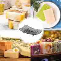 Savoniera din Plastic Flippy, 11 x 8 cm, cu Scurgere Apa, Design Modern, Gri
