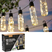 Ghirlanda luminoasa, LED, model Lux, 10 becuri, 380cm, incarcare solara, lumina alb cald