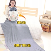 Jucarie plus hamster cu paturica ascunsa, plus moale pentru copii, 50x28 cm, gri