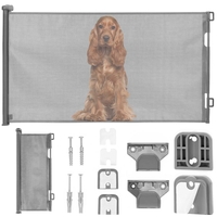 Poarta de siguranta retractabila si extensibila, pentru copii sau animale de companie, 162x86 cm, gri