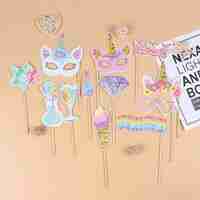 Set 12 Accesorii pentru Petrecere, Flippy, Props pentru Photo Corner, Tema Aniversare Copii, Multicolor